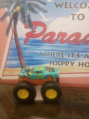 1:64 Scale Die-Cast Monster Truck Toy Car - Turquoise & Orange Kids Vehicle